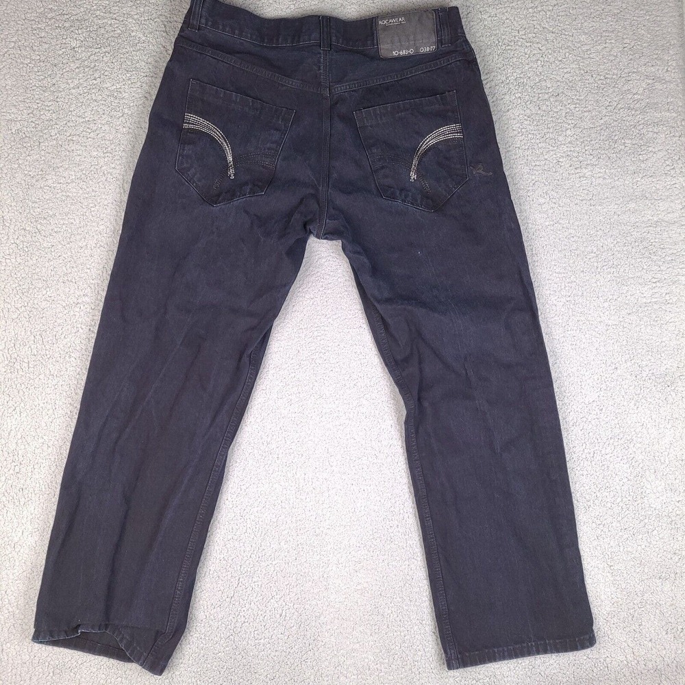 Rocawear Jeans Mens 40x32.5 Blue Dark‎ Wash Denim Straight Leg Cotton Blend